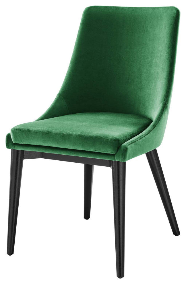 Side Dining Chair, Set of 2, Green, Velvet, Modern, Cafe Bistro Hospitality