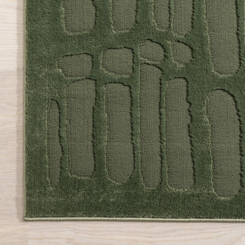 Nuloom Belen Modern Abstract Rug, Forest Green 4' x 6'