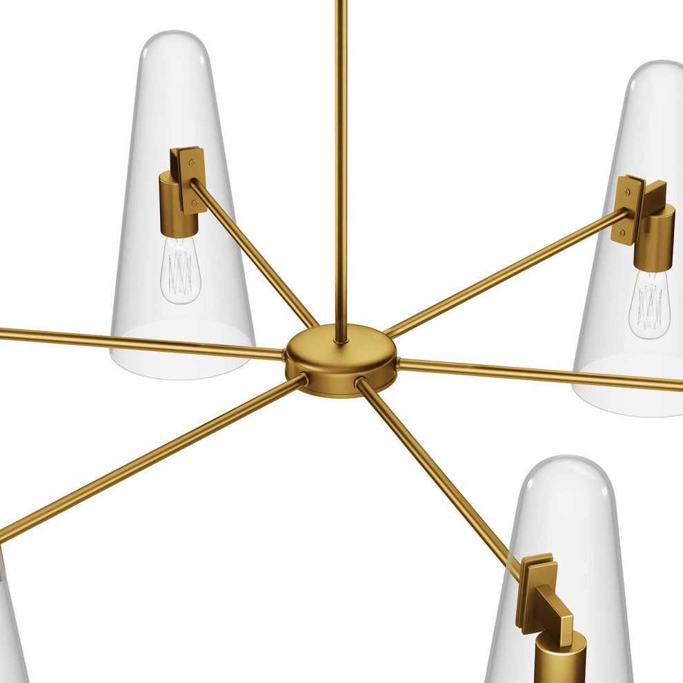 Beacon 6-Light Chandelier, Clear Satin Brass