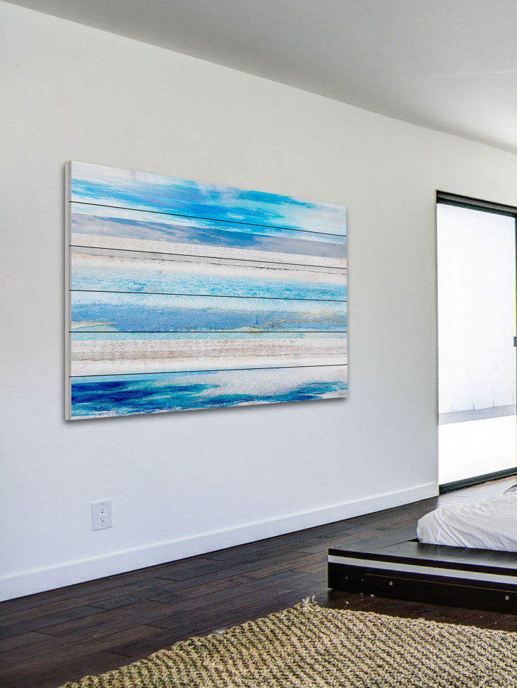 "Baia Azul" Print on White Wood, 45"x30"