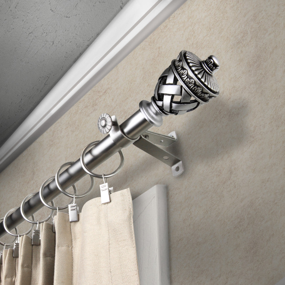 Fred 13/16" Diameter Curtain Rod, Satin Nickel, 18-28"