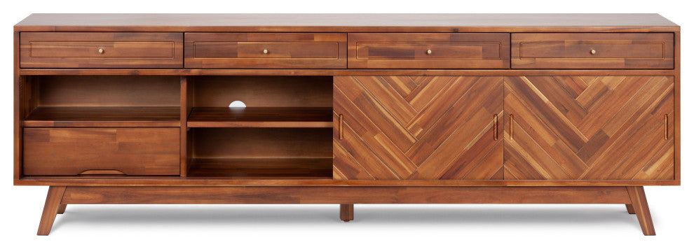 Herringbone High TV Stand, Walnut