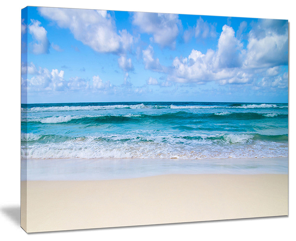 "Serene Blue Tropical Beach" Seashore Canvas Print, 40"x30"