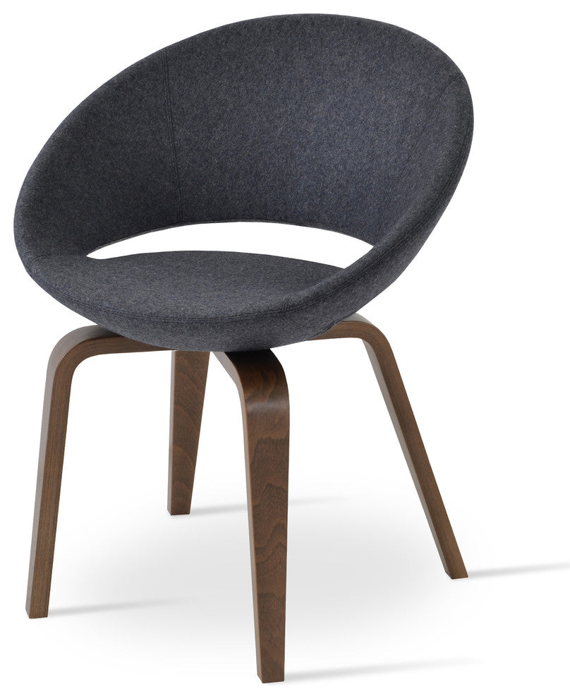 Crescent Plywood Dining Chair, American Walnut Base, Dark Gray Wool