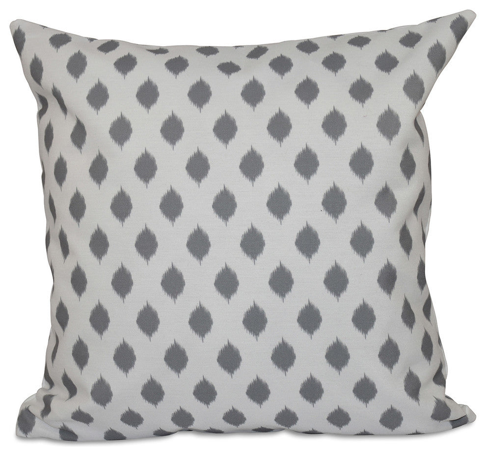Cop-Ikat Geometric Print Pillow, Classic Gray, 16"x16"