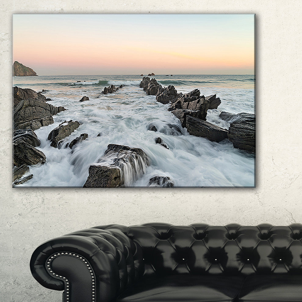 "Bay of Biscay Spain Seashore" Extra Large Wall Art Landscape, 1 Panel, 60"x28"