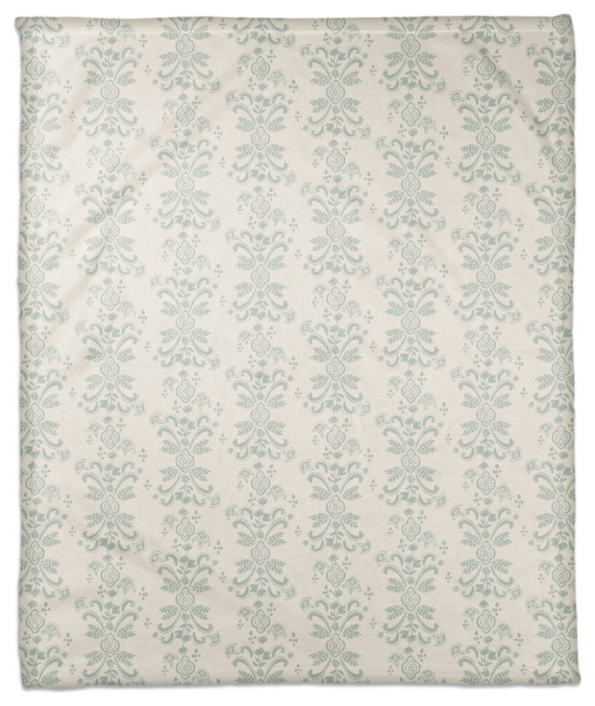 Blue Floral Crest 50x60 Coral Fleece Blanket