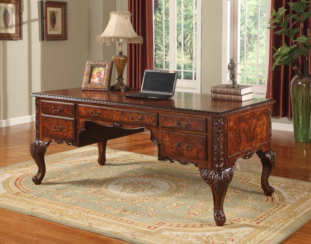 CDExecutive Traditional Office Desk With Hand Carved Designs