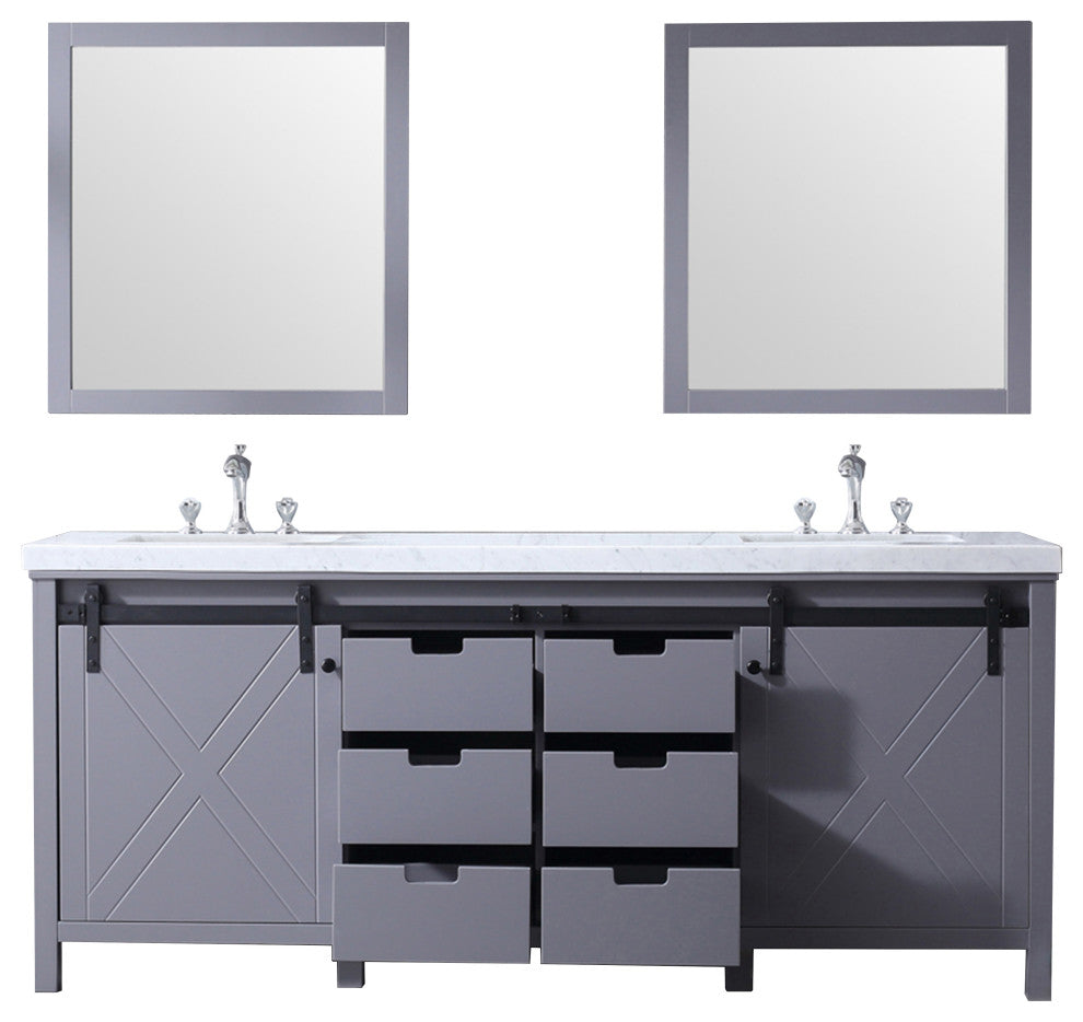 Marsyas Transitional Dark Grey 80" Double Vanity Set