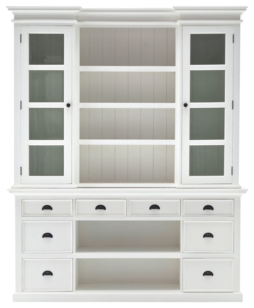 Classic White Library Hutch With Basket Set