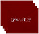 18"x14" Family, Word Print Placemat, Red, Set of 4