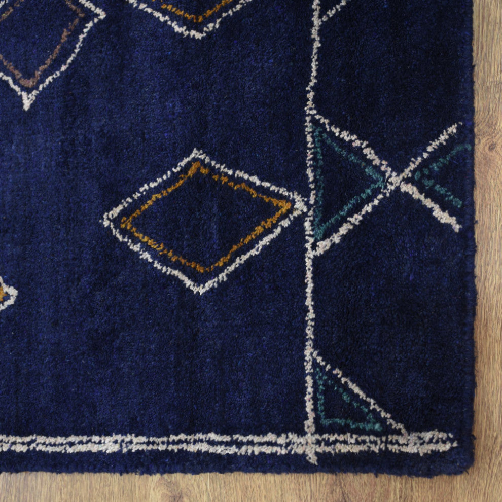 HAND KNOTTED LOOM SILK ECO-FRIENDLY RUGS-5'x8',Rectangle,Blue White,Geometric