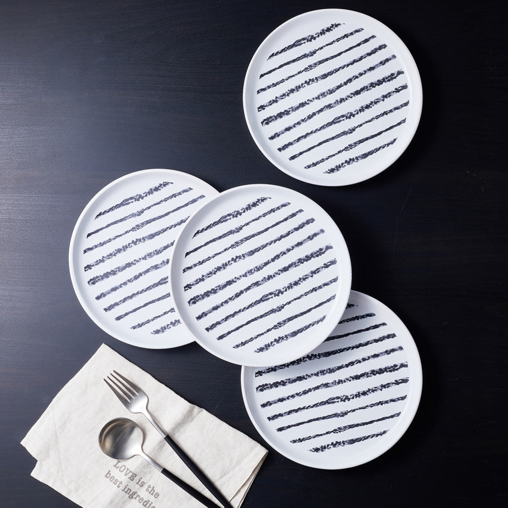 Stone Lain Nova Stoneware 16 Piece Dinnerware Set, Black