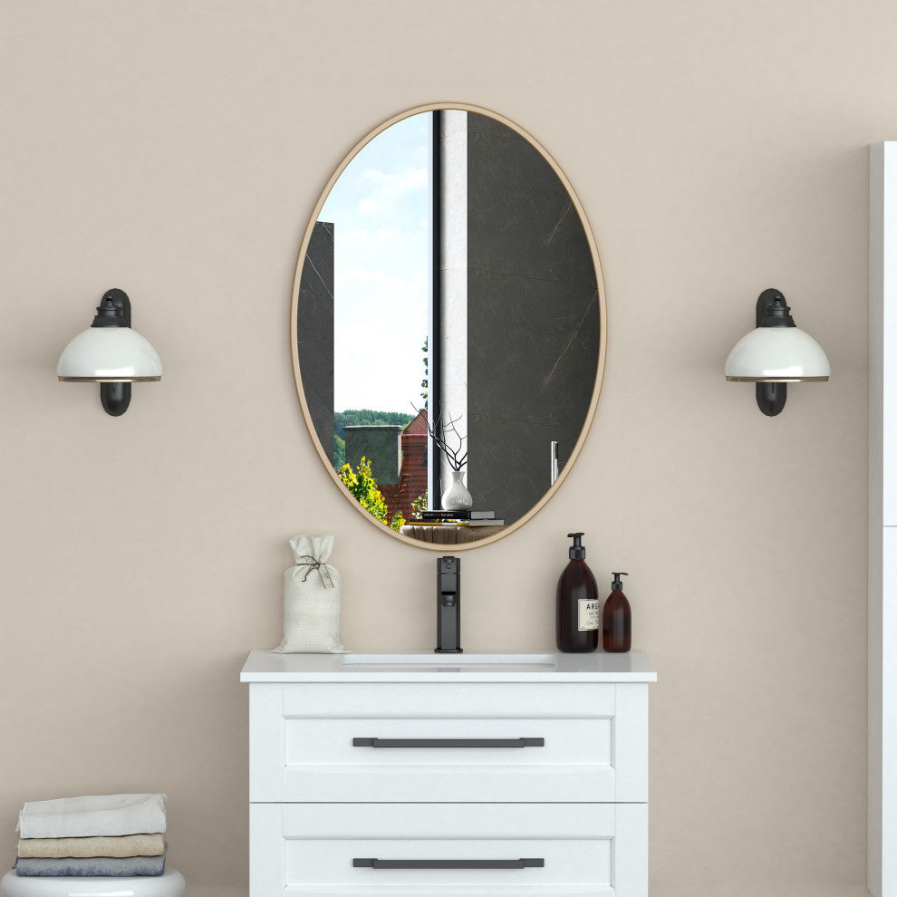 Sandy Gold Framed oval mirror