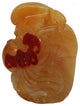 Yellow Jade Pendant Hand Carved Goddess Of Longevity With Peach And Lucky Bat