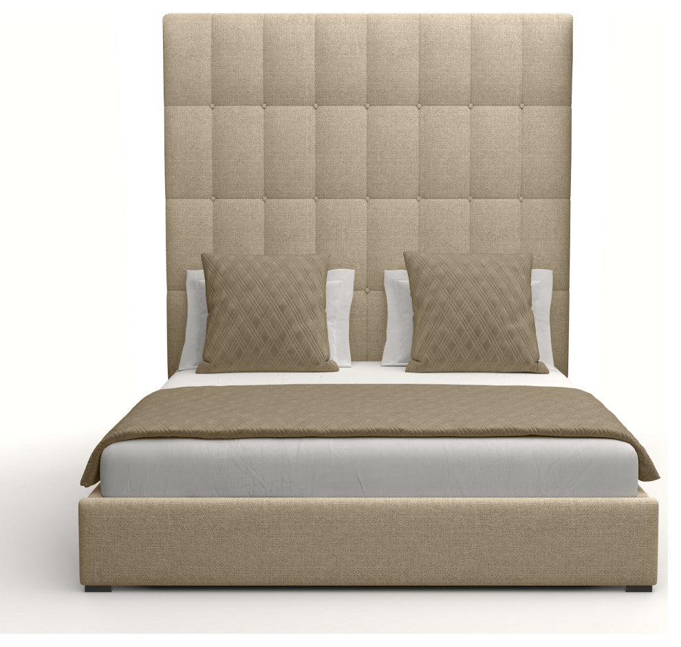Nativa Interiors Moyra Box Bed, Flax, King, Headboard Height: High