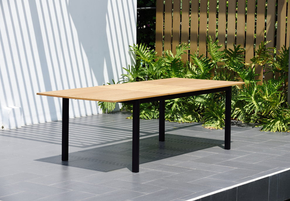 Amazonia Teak Finish and Aluminum Bora Rectangular Extendable Patio Dining Table