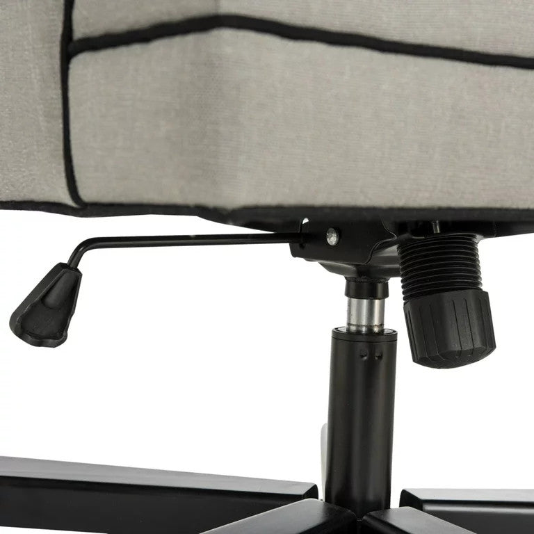Traditional Office Chair, Diamond Button Tufted Back & Curved Backrest, Granite