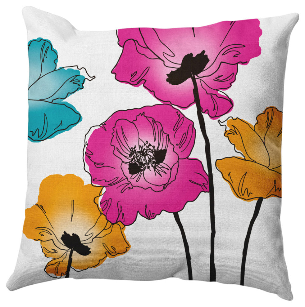 Popping Poppies Decorative Throw Pillow, Pink, 26"x26"