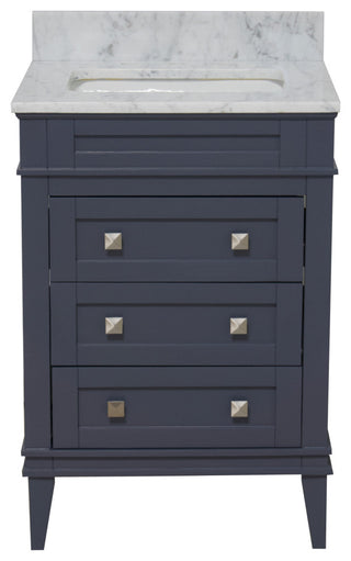 Eleanor 24" Bathroom Vanity, Marine Gray, Carrara Marble