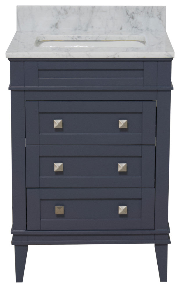 Eleanor 24" Bathroom Vanity, Marine Gray, Carrara Marble
