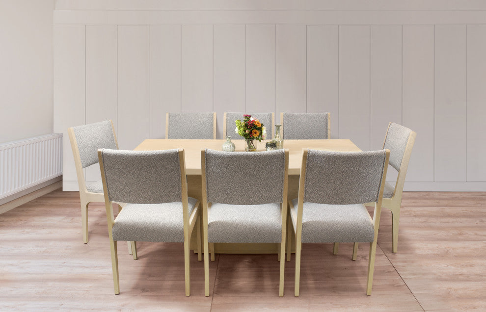 Flagstaff 9-Piece 72" Dining Set With 8 Ash Boucle Chairs In Gray