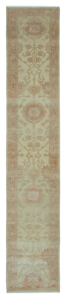 Rug N Carpet - Handmade Oriental 2' 6" x 13' 3" Runner Oushak Area Rug