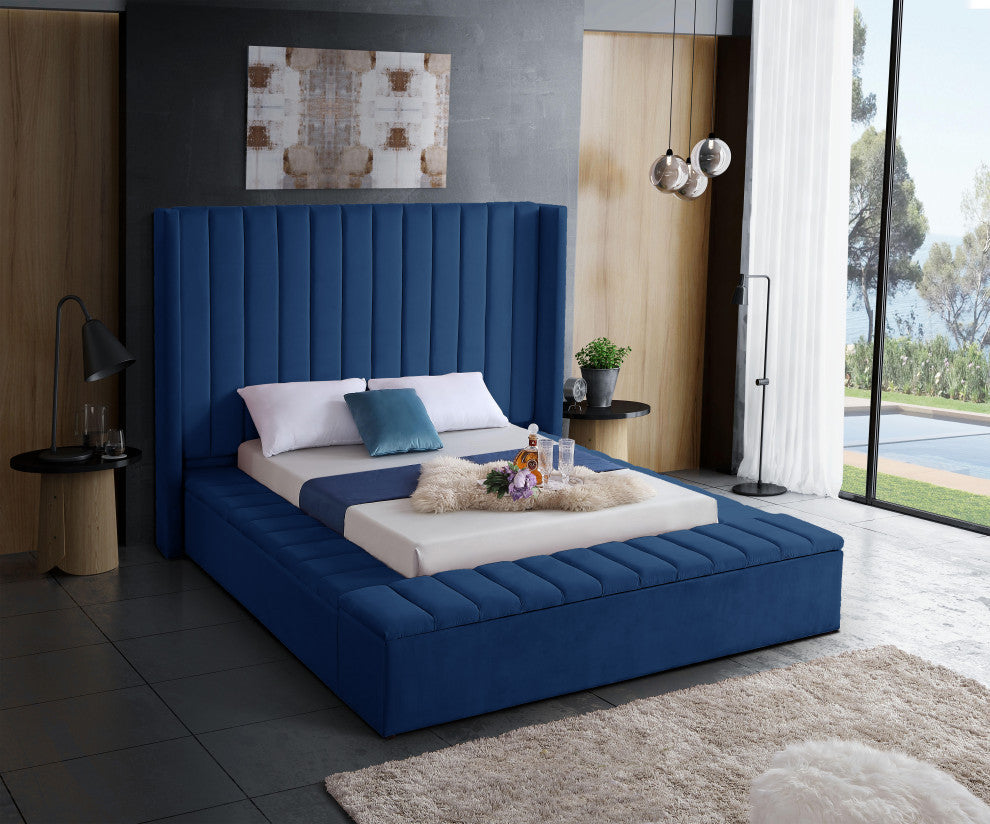 Kiki Velvet Bed, Navy, King