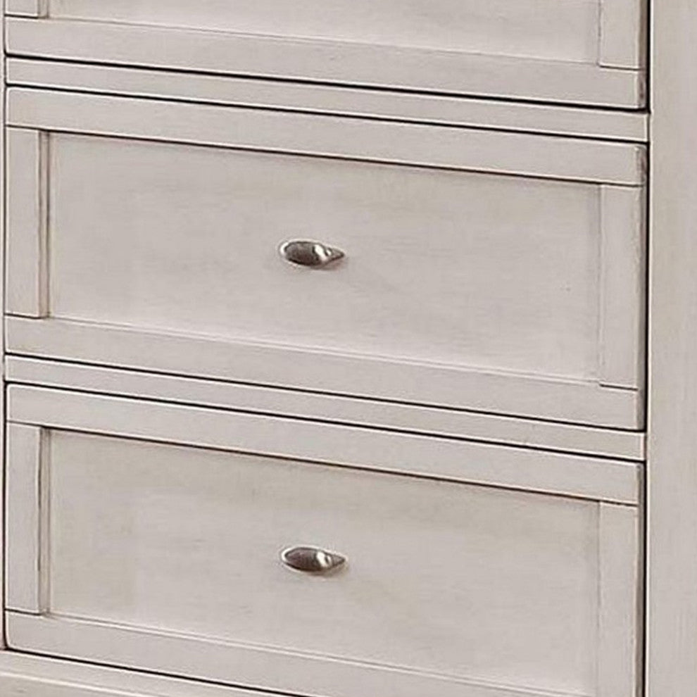 Benzara BM252378 Dresser With 6 Drawers and Metal Pulls, Antique White
