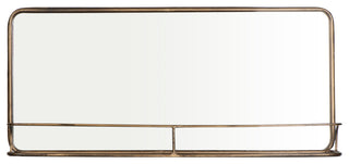 19.5"x27.5" Metal Framed Wall Mirror With Shelf, Brass, Double Vanity