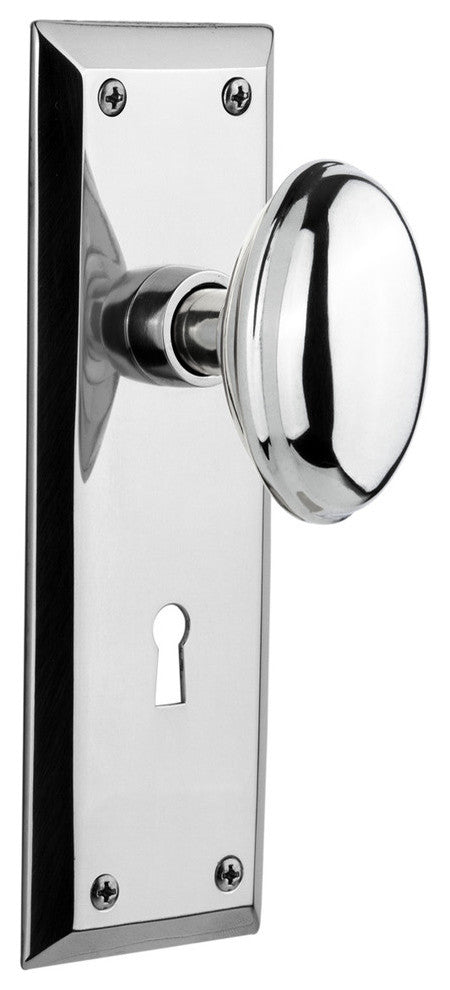 New York Plate Passage Homestead Knob, Bright Chrome