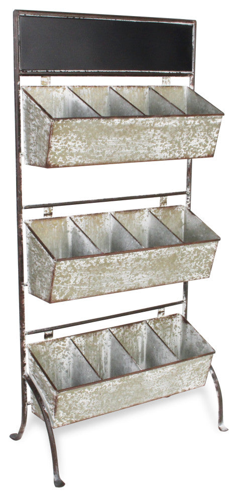 Galvanized 3 Tier Storage With 12 Compartments And Chalkboard