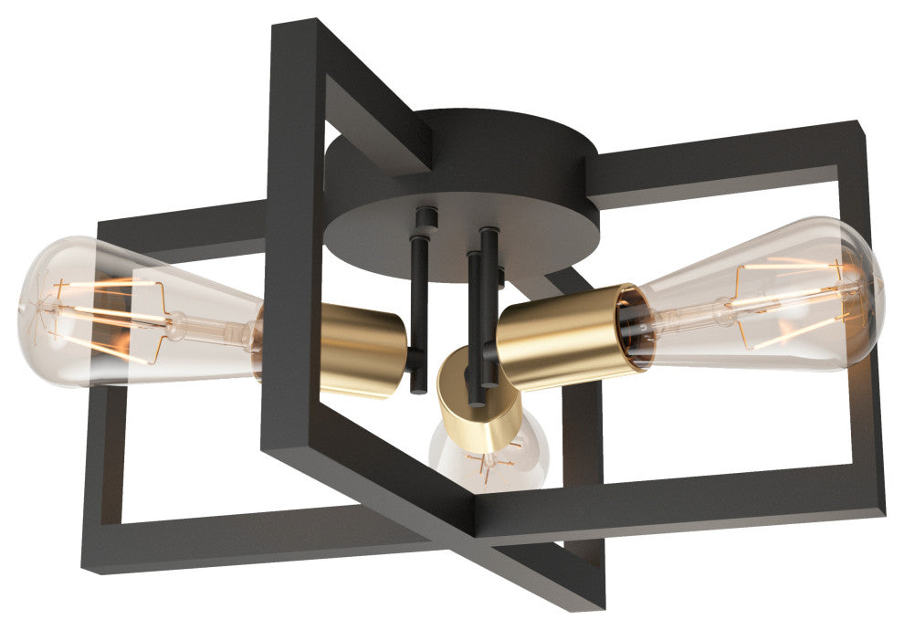 Artika Holt Modern Mid-Century Semi Flush Mount Light Fixture Black and Gold