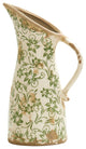 10" Tuscan Ceramic Green Scroll Pitcher Vase