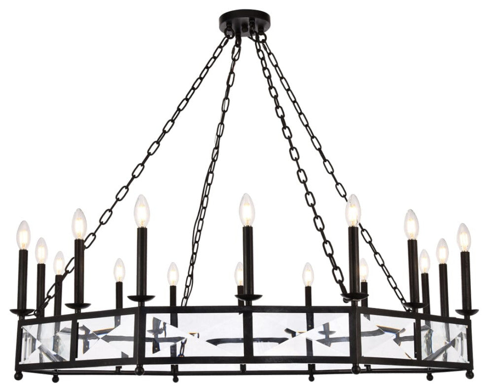 Elegant 1537G49VB Exeter 16-Light Vintage Bronze Chandelier Clear