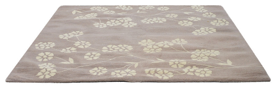 HAND TUFTED WOOL ECO-FRIENDLY AREA RUGS - Square,Beige White,Floral