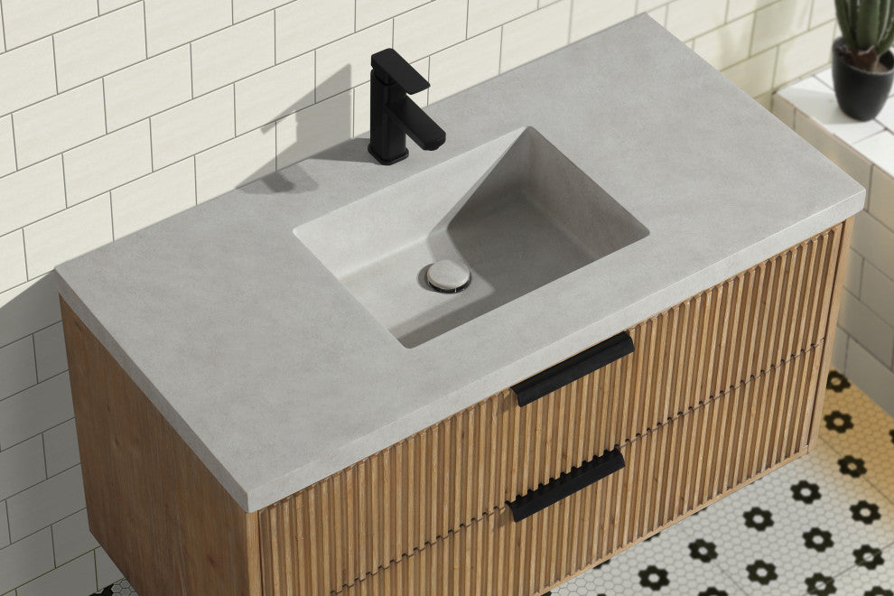 Ari Kitchen and Bath San Diego Bath Vanity, Weathered Fir, 42", Floating