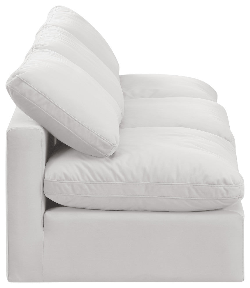 Indulge Upholstered Modular Sofa, Cream, 3-Piece: 3 Armless Chair, Down Stuffed Velvet