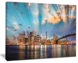 "Dramatic Sky Over Manhattan City" Canvas Print40"x30"