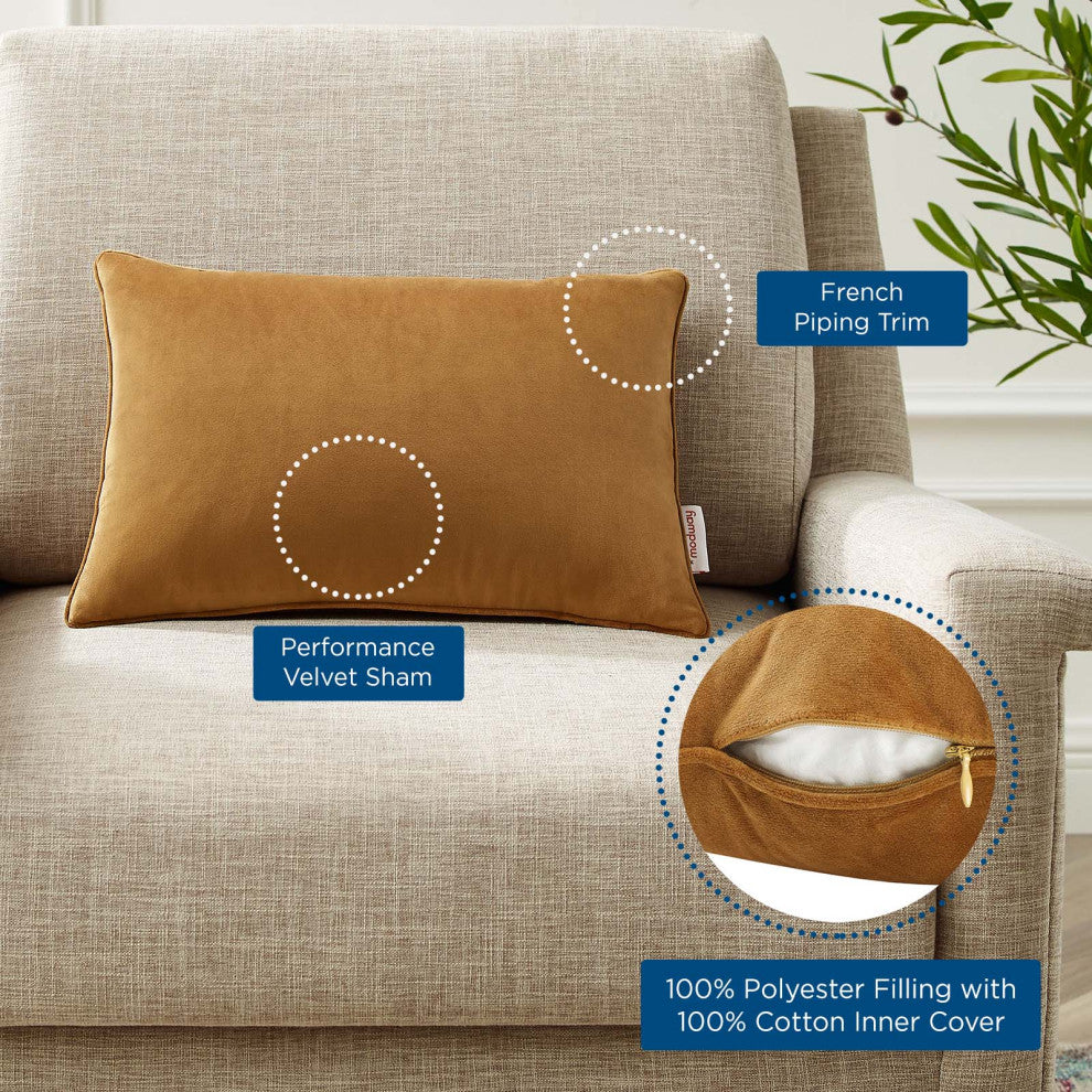 Accent Throw Pillow, Velvet, Brown, Modern, Living Lounge Hotel Hospitality