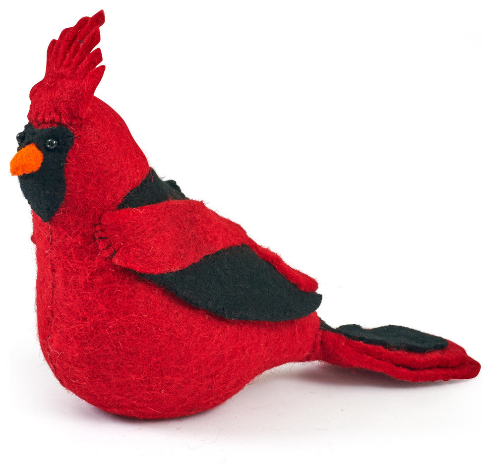 Cardinal Christmas Tree Topper in Hand Felted Wool