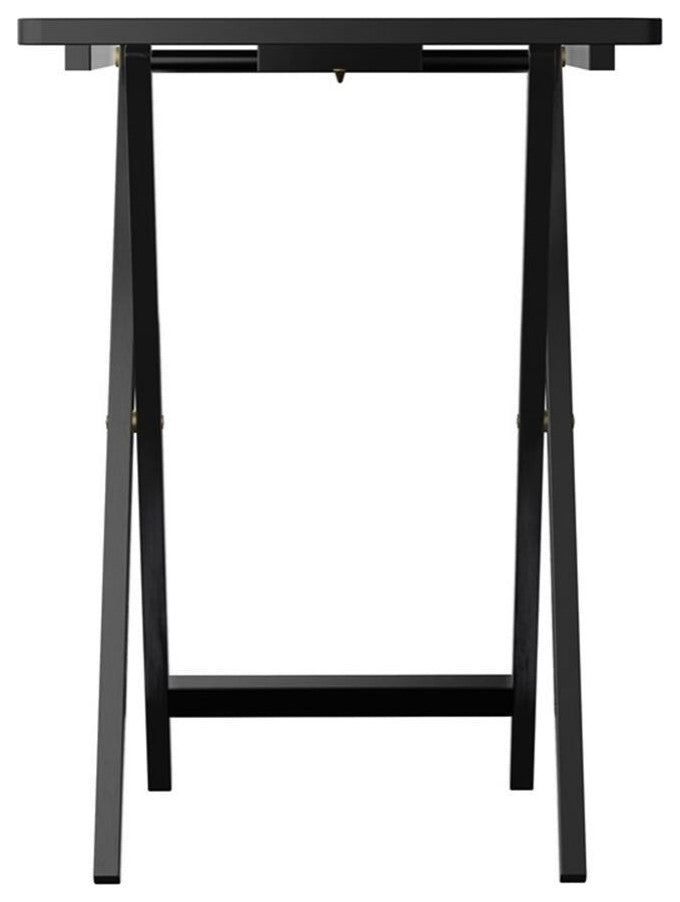 Winsome Alex 5-Piece Transitional Solid Wood TV Table with Stand in Black