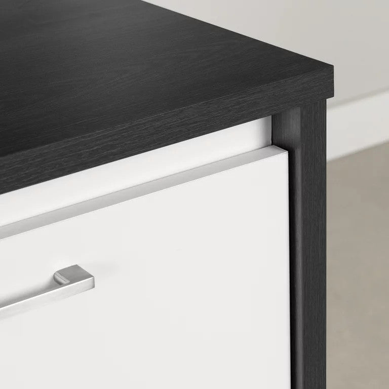 Contemporary Kitchen Island, 4 Drawers & Large Cabinet, Gray Oak/White