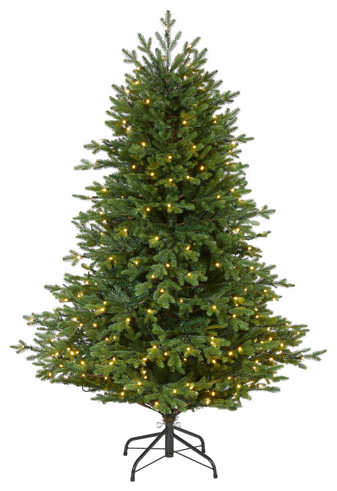 5' Wyoming Spruce Faux Xmas Tree With 300 Clear Lights and 773 Bendable Branches