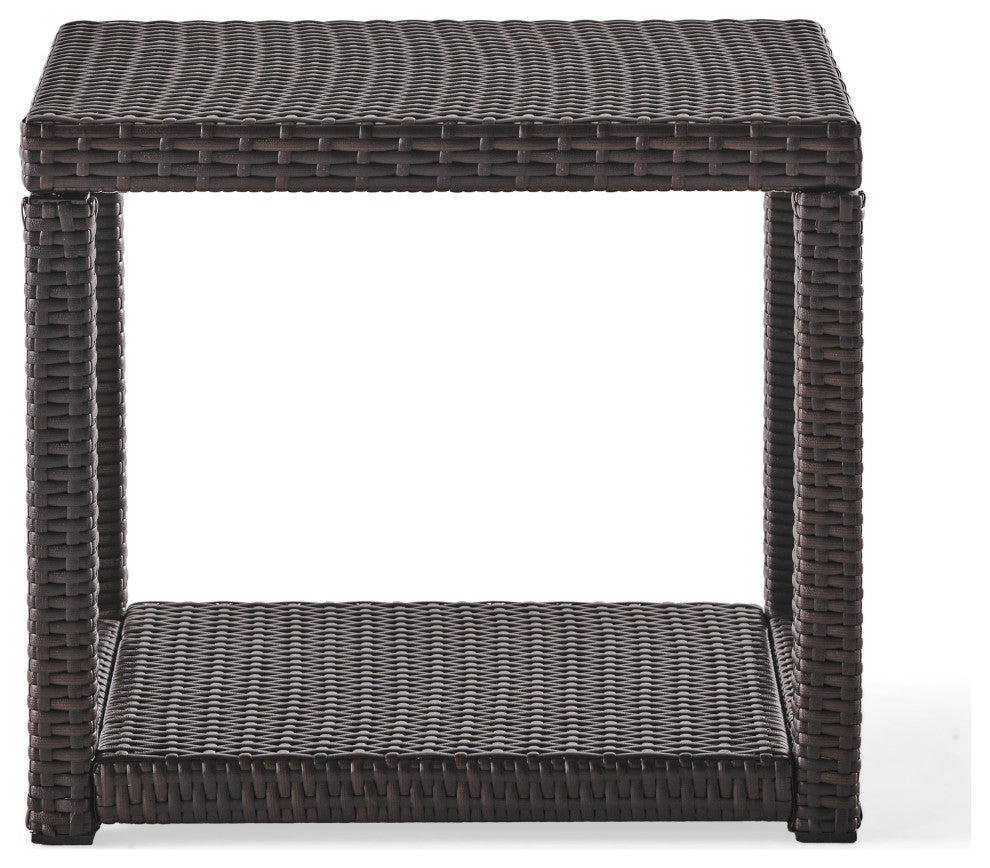 GDF Studio 3-Piece Parham Outdoor Multi-Brown Wicker Set, Box Table
