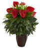Nearly Natural Mixed Anthurium Artificial Plant in Decorative Planter Green