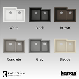 Karran 32" Undermount Double Bowl 60/40 Quartz Kitchen Sink Kit, White
