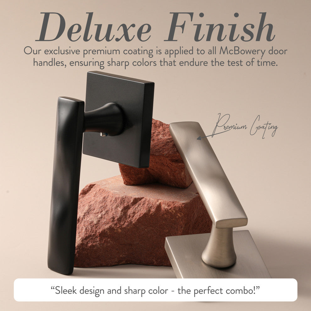 Modern Heavy Duty Designer Interior Door Lever - Essex Collection, Matte Black, Passage Right Hand