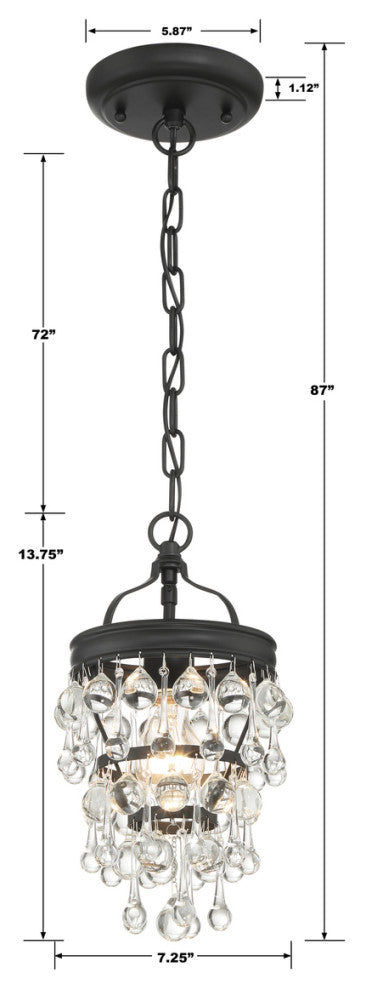 CRYSTORAMA Calypso 1 Light Matte Black Mini Chandelier