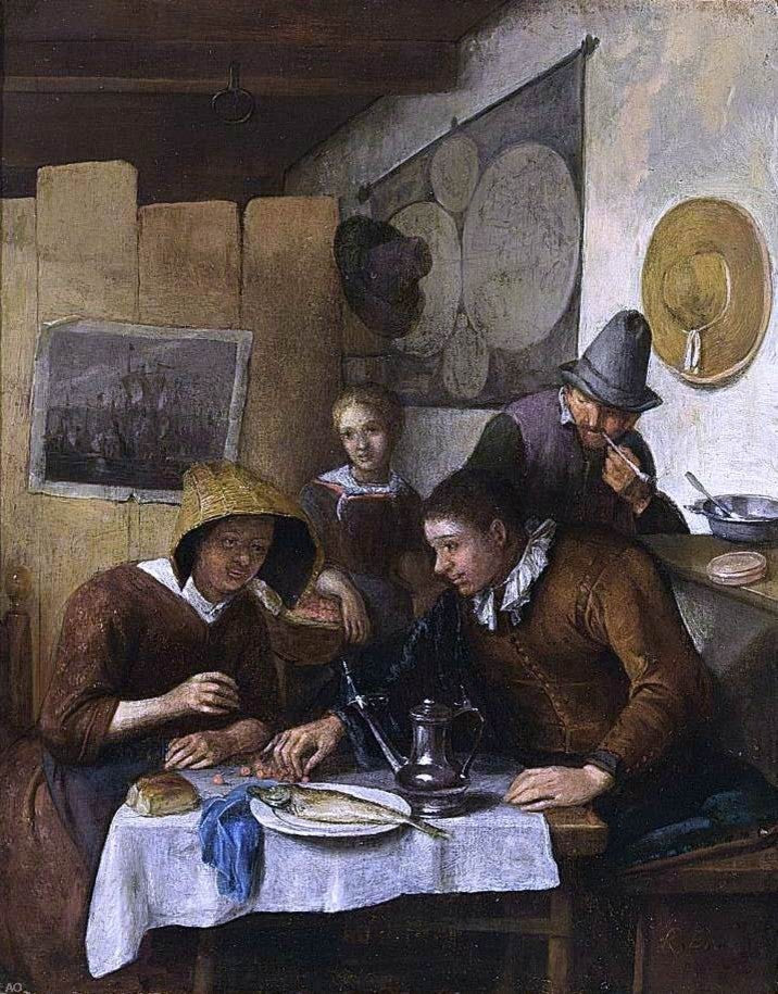 Richard Brakenburg Family Having Breakfast, 21"x28" Wall Decal
